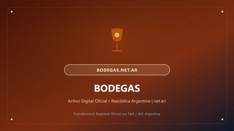 Identidad visual y presentación comercial del nombre de dominio bodegas.net.ar en venta